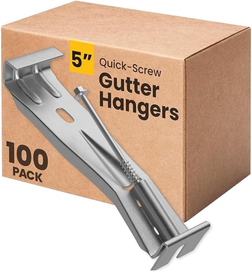5" Gutter Hangers - Made in Canada - Heavy Duty Aluminum Hidden Gutter Brackets with Pre-Assembled Screws – Rain Gutter Parts & Accessories to Fix or Repair Sagging Gutters