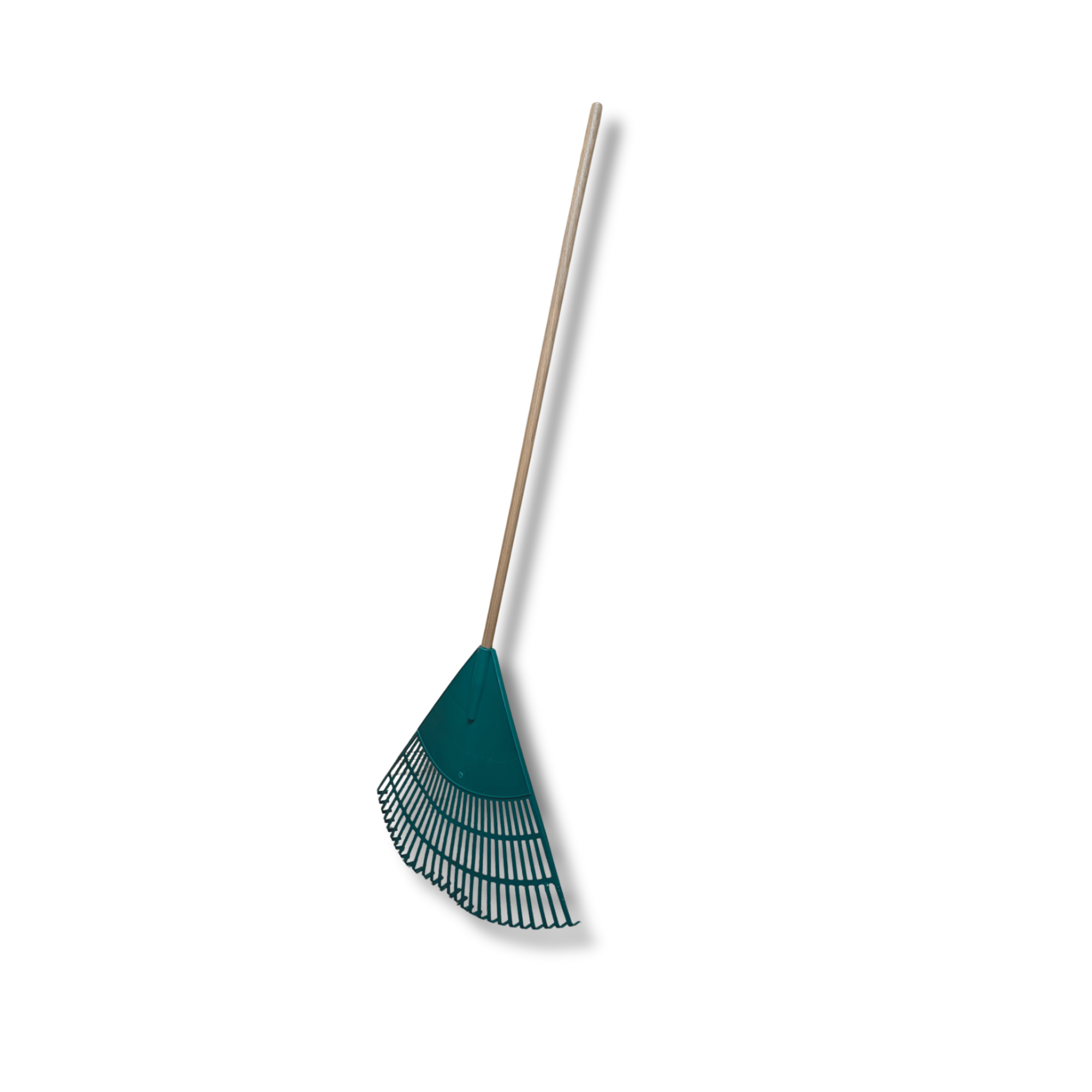Plastic Leaf Rake with Wooden Handle – Lightweight Green Garden Rake – Made in Canada – Multiple Sizes for Yard, Lawn & Leaves