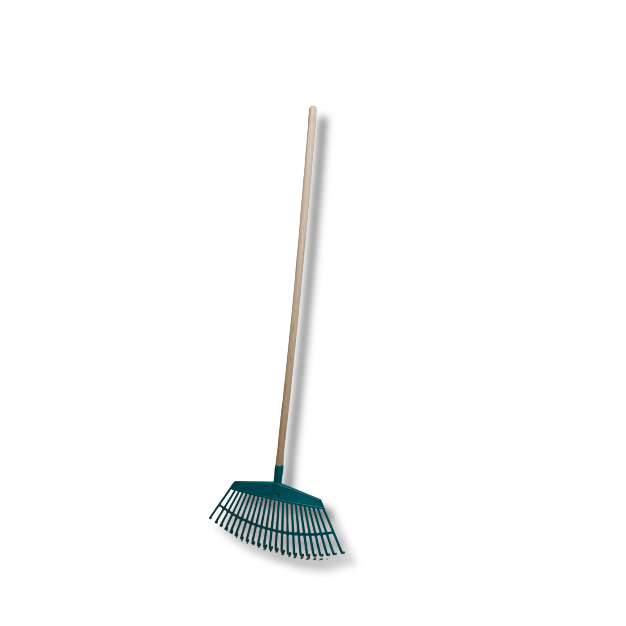 Plastic Leaf Rake with Wooden Handle – Lightweight Green Garden Rake – Made in Canada – Multiple Sizes for Yard, Lawn & Leaves