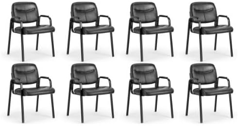 Guest Reception Chair Waiting Room Chair, Stackable with Fixed PU Leather Padded Armrest, Clinic Chairs, Lumbar Support,Office Desk Chairs Without Wheels, Library, Church, Barber Store