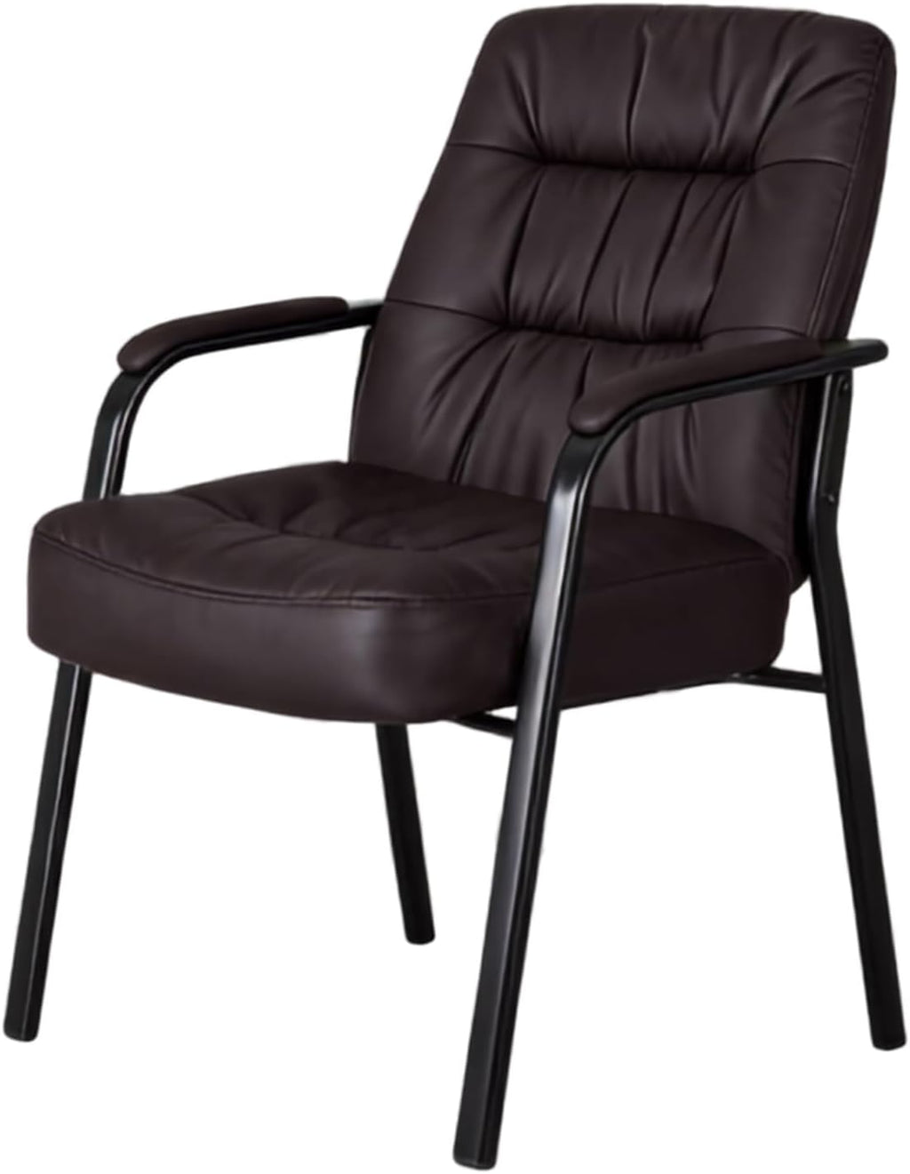 Ergonomic Office Guest Chair, Modern PU Leather Reception Chair with Padded Armrests, Metal Frame, Stationary Waiting Room Chair for Office, Conference Room, Lobby, Bedroom (1)