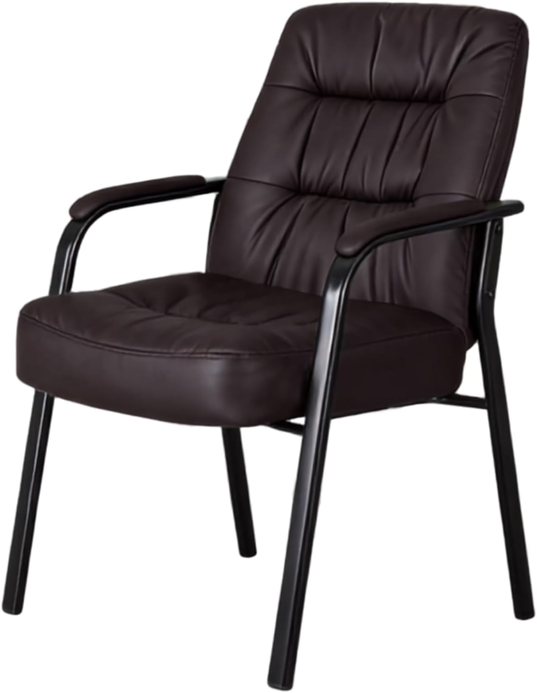 Ergonomic Office Guest Chair, Modern PU Leather Reception Chair with Padded Armrests, Metal Frame, Stationary Waiting Room Chair for Office, Conference Room, Lobby, Bedroom (1)