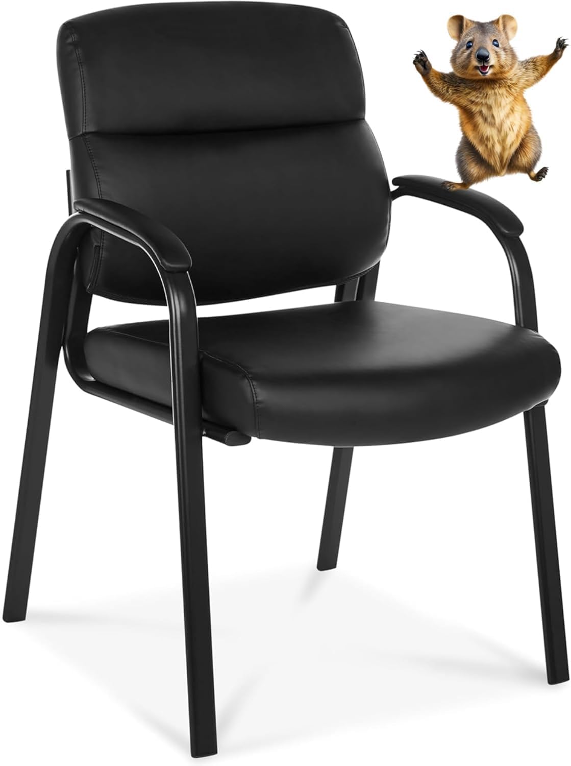 BluSkyze ErgoComfort Guest Office Chair – Padded Leather Reception Chair with Lumbar Support, Durable Metal Frame – Ideal for Waiting Rooms, Conference Rooms, and Visitor Seating (1)
