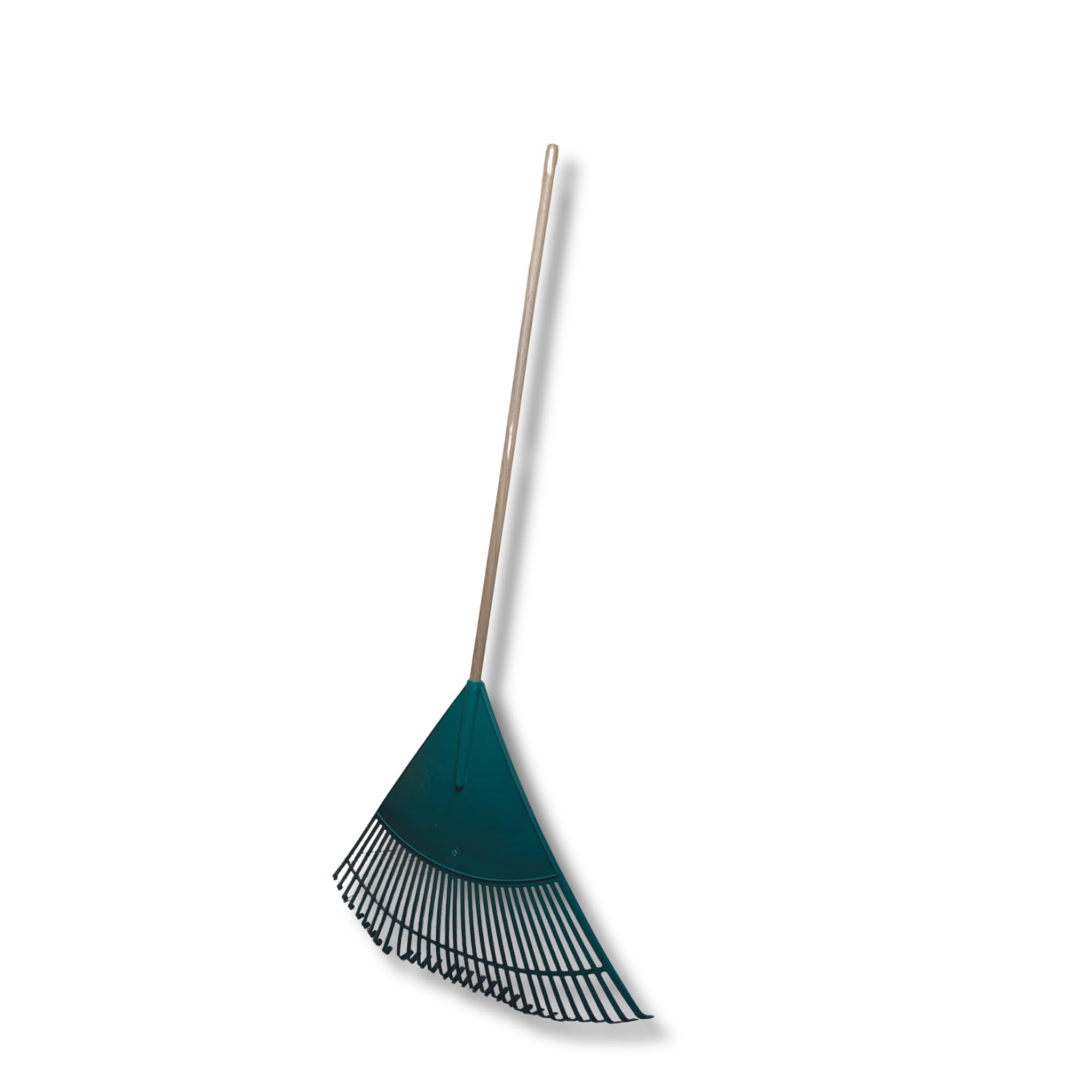 BluSkyze Plastic Leaf Rake with Wooden Handle – Lightweight Green Garden Rake – Made in Canada – Multiple Sizes for Yard, Lawn & Leaves (19" Wide)