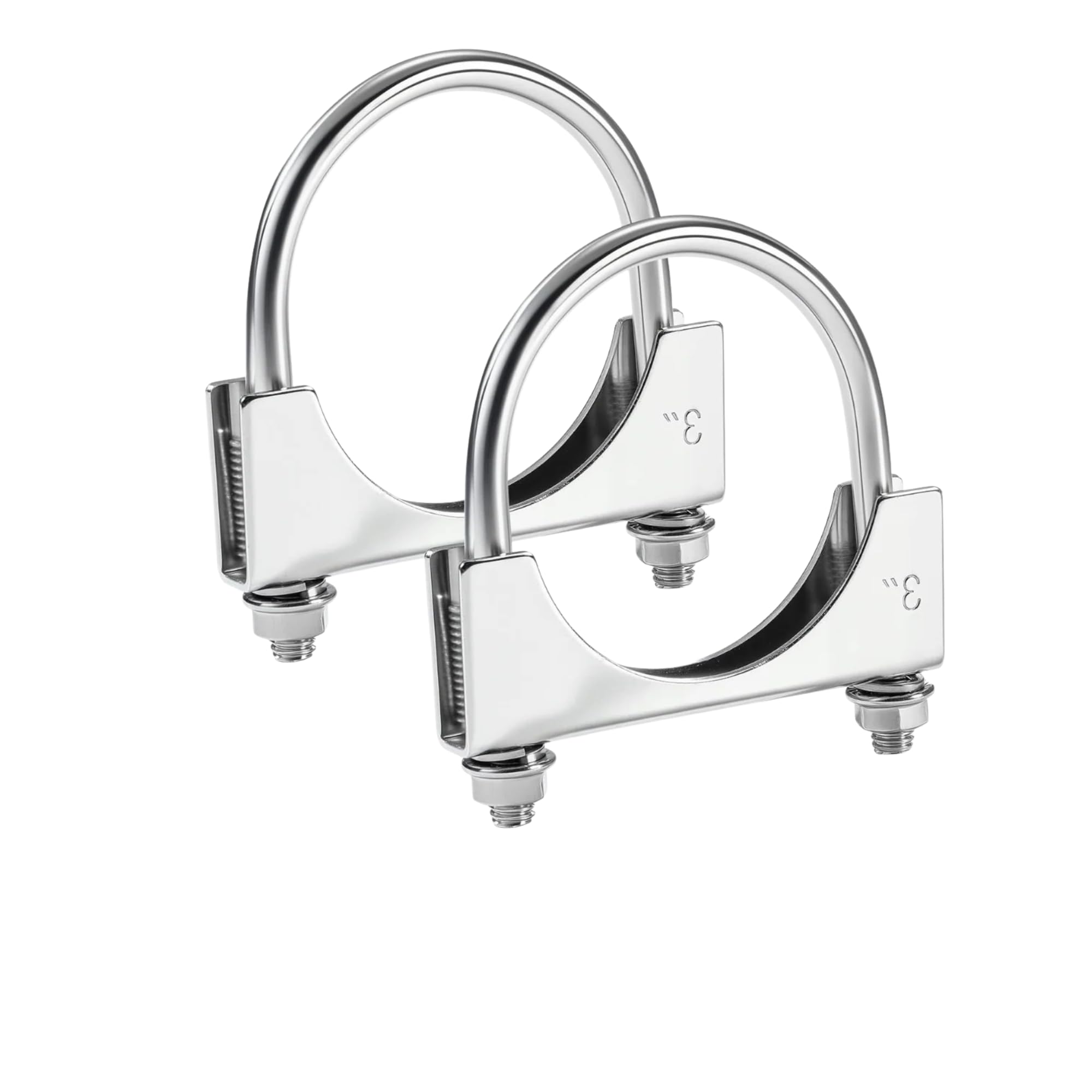 Heavy Duty Stainless Steel U Bolt Exhaust Clamp (2 PCS) – Made in Canada – Saddle Style Muffler Clamp for Exhaust Pipes, Mufflers & Couplers – Corrosion Resistant – Sizes 1.5" to 5" (1.5")