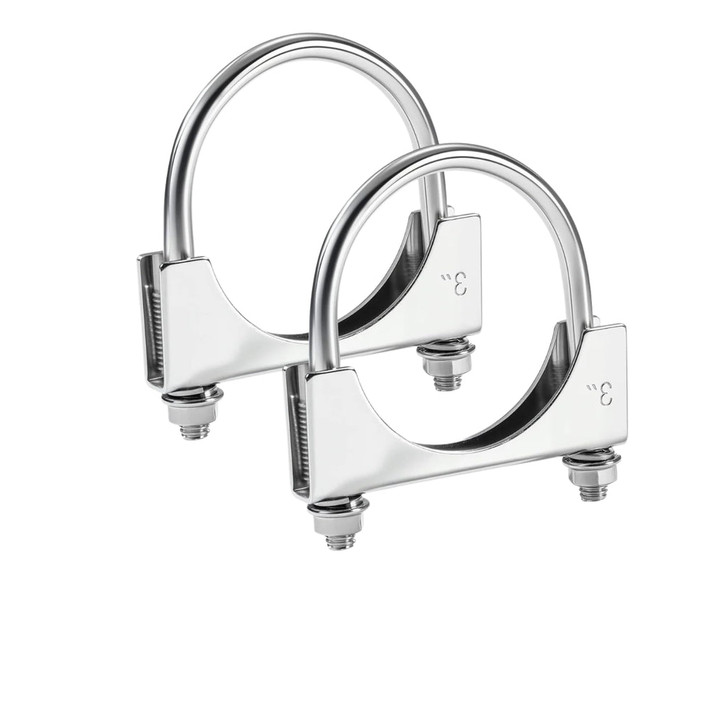 Heavy Duty Stainless Steel U Bolt Exhaust Clamp (2 PCS) – Made in Canada – Saddle Style Muffler Clamp for Exhaust Pipes, Mufflers & Couplers – Corrosion Resistant – Sizes 1.5" to 5" (1.5")