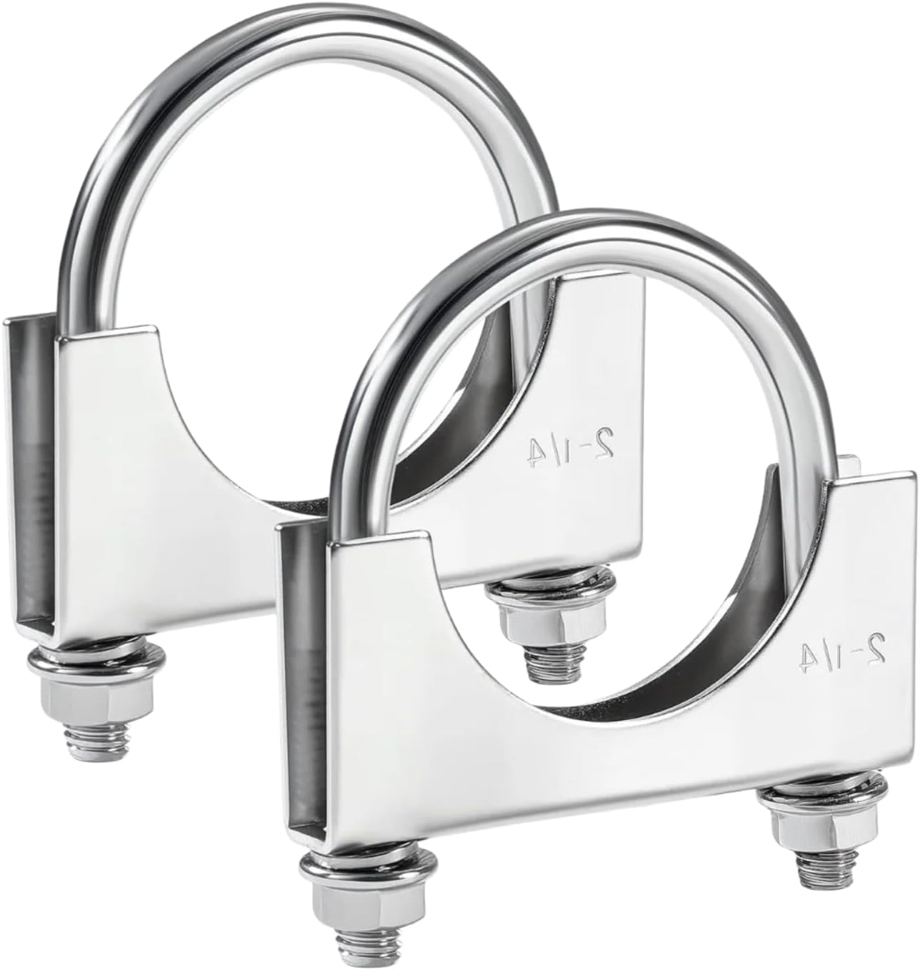 Heavy Duty Stainless Steel U Bolt Exhaust Clamp (2 PCS) – Made in Canada – Saddle Style Muffler Clamp for Exhaust Pipes, Mufflers & Couplers – Corrosion Resistant – Sizes 1.5" to 5" (1.5")