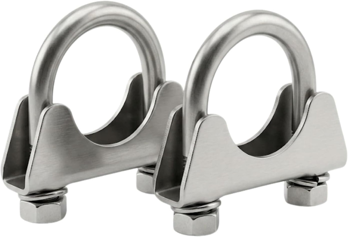 Heavy Duty Stainless Steel U Bolt Exhaust Clamp (2 PCS) – Made in Canada – Saddle Style Muffler Clamp for Exhaust Pipes, Mufflers & Couplers – Corrosion Resistant – Sizes 1.5" to 5" (1.5")
