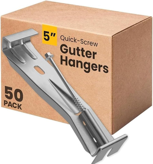 5" Gutter Hangers - Made in Canada - Heavy Duty Aluminum Hidden Gutter Brackets with Pre-Assembled Screws – Rain Gutter Parts & Accessories to Fix or Repair Sagging Gutters (Set of 10 Pcs, 5")