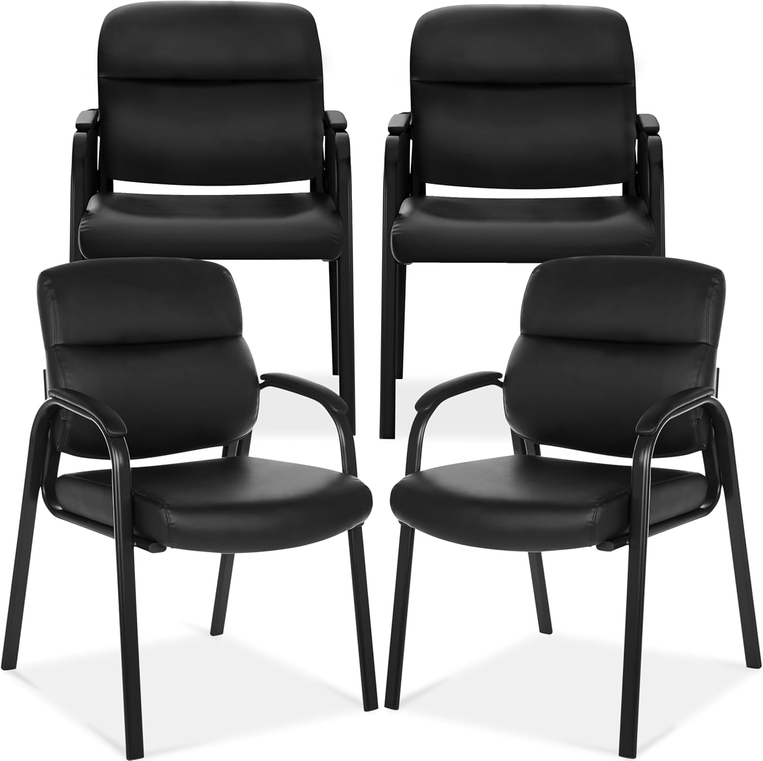 BluSkyze ErgoComfort Guest Office Chair – Padded Leather Reception Chair with Lumbar Support, Durable Metal Frame – Ideal for Waiting Rooms, Conference Rooms, and Visitor Seating (1)