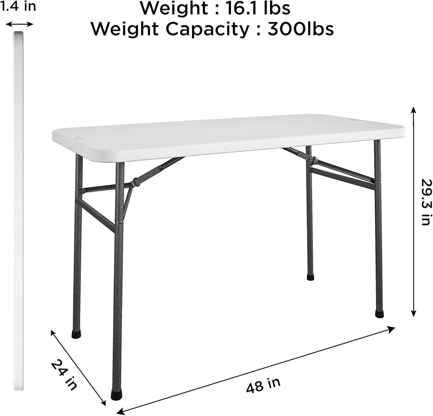 COSCO 4 ft. Straight Folding Utility Table, White