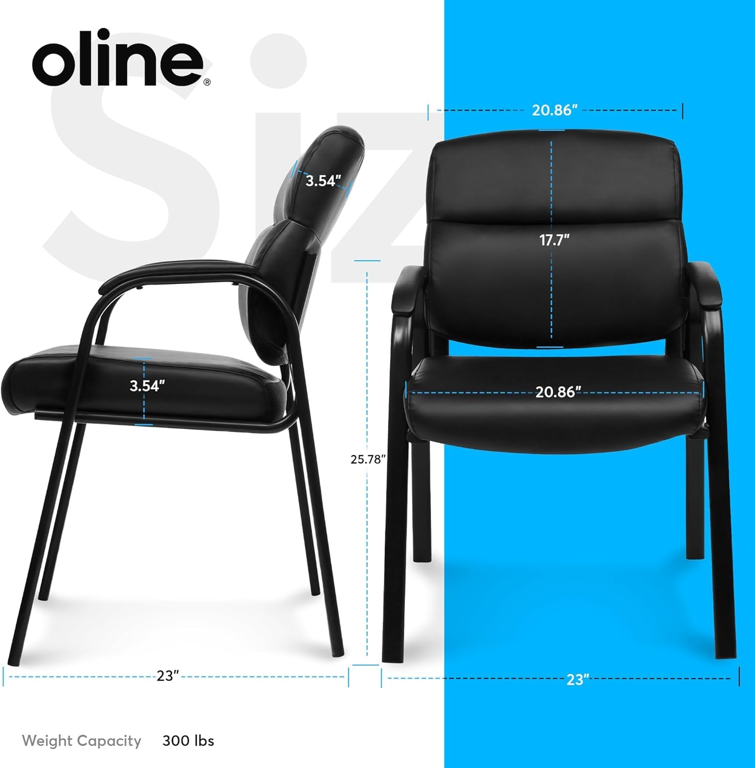 BluSkyze ErgoComfort Guest Office Chair – Padded Leather Reception Chair with Lumbar Support, Durable Metal Frame – Ideal for Waiting Rooms, Conference Rooms, and Visitor Seating (1)