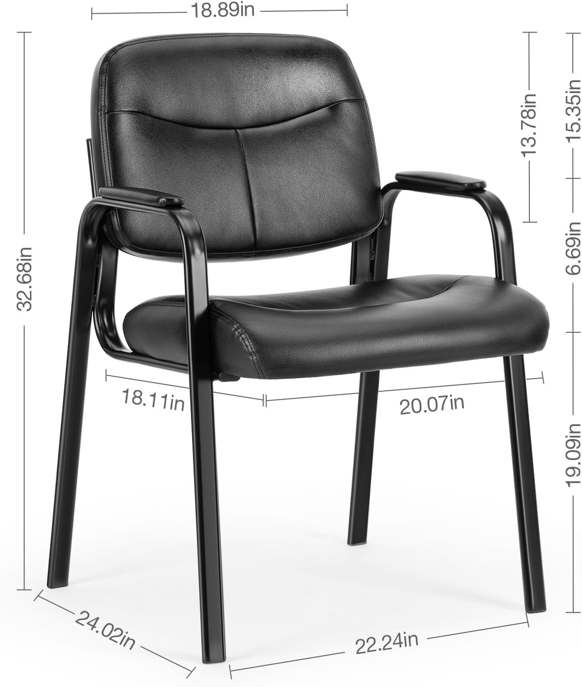 BluSkyze Guest Reception Chair Waiting Room Chair, Stackable with Fixed PU Leather Padded Armrest, Clinic Chairs, Lumbar Support,Office Desk Chairs Without Wheels, Library, Church, Barber Store (1)