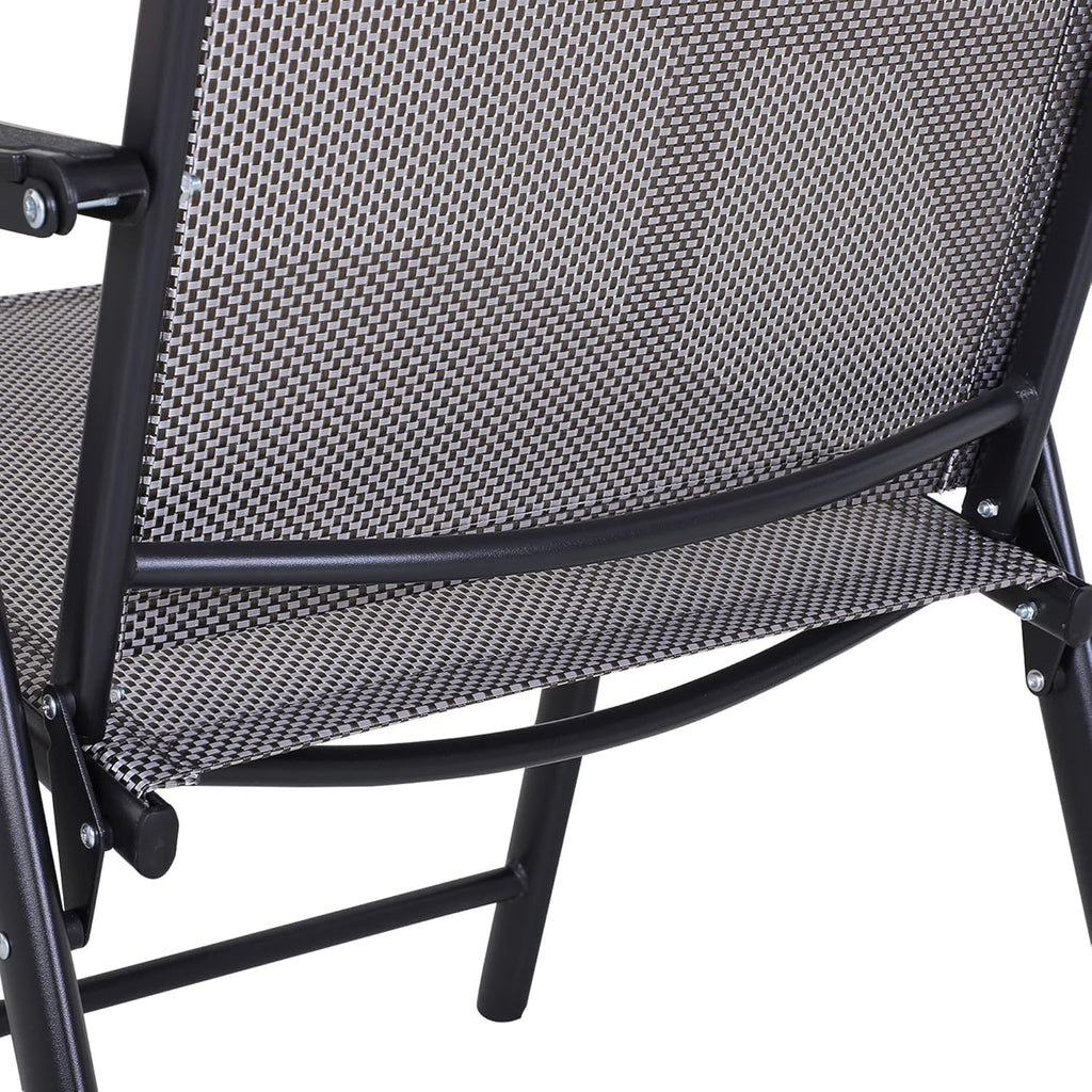 BluSkyze 4-Piece Folding Dining Chair Set for Relaxing on Patio, Balcony, or Garden, Comfortable Outdoor Furniture with Armrests, Grey