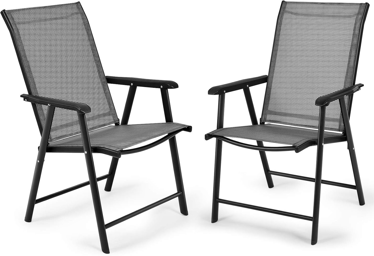 Ensemble de 4 chaises pliantes pour se détendre sur la terrasse, le balcon ou le jardin, mobilier d'extérieur confortable avec accoudoirs, gris