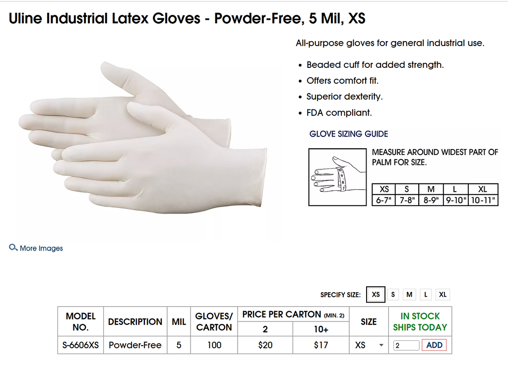Industrial Latex Gloves - Powder-Free, 5 Mil