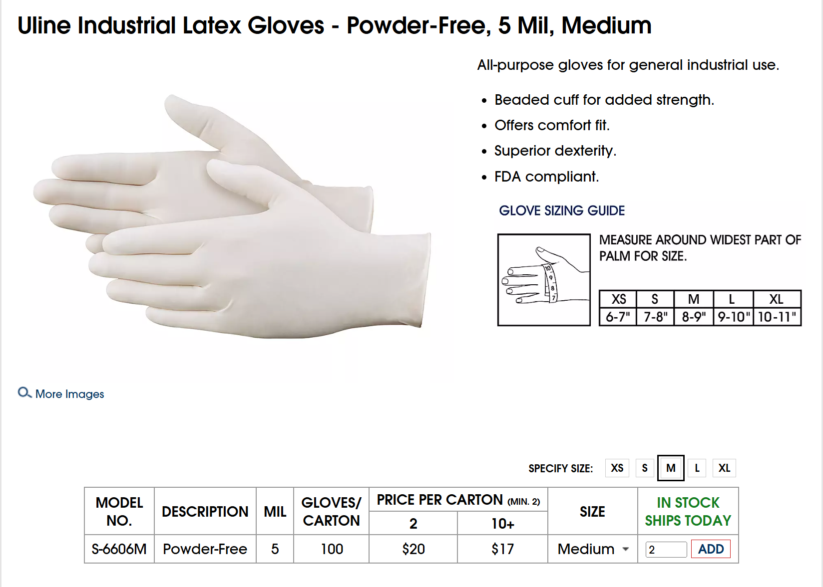 Industrial Latex Gloves - Powder-Free, 5 Mil