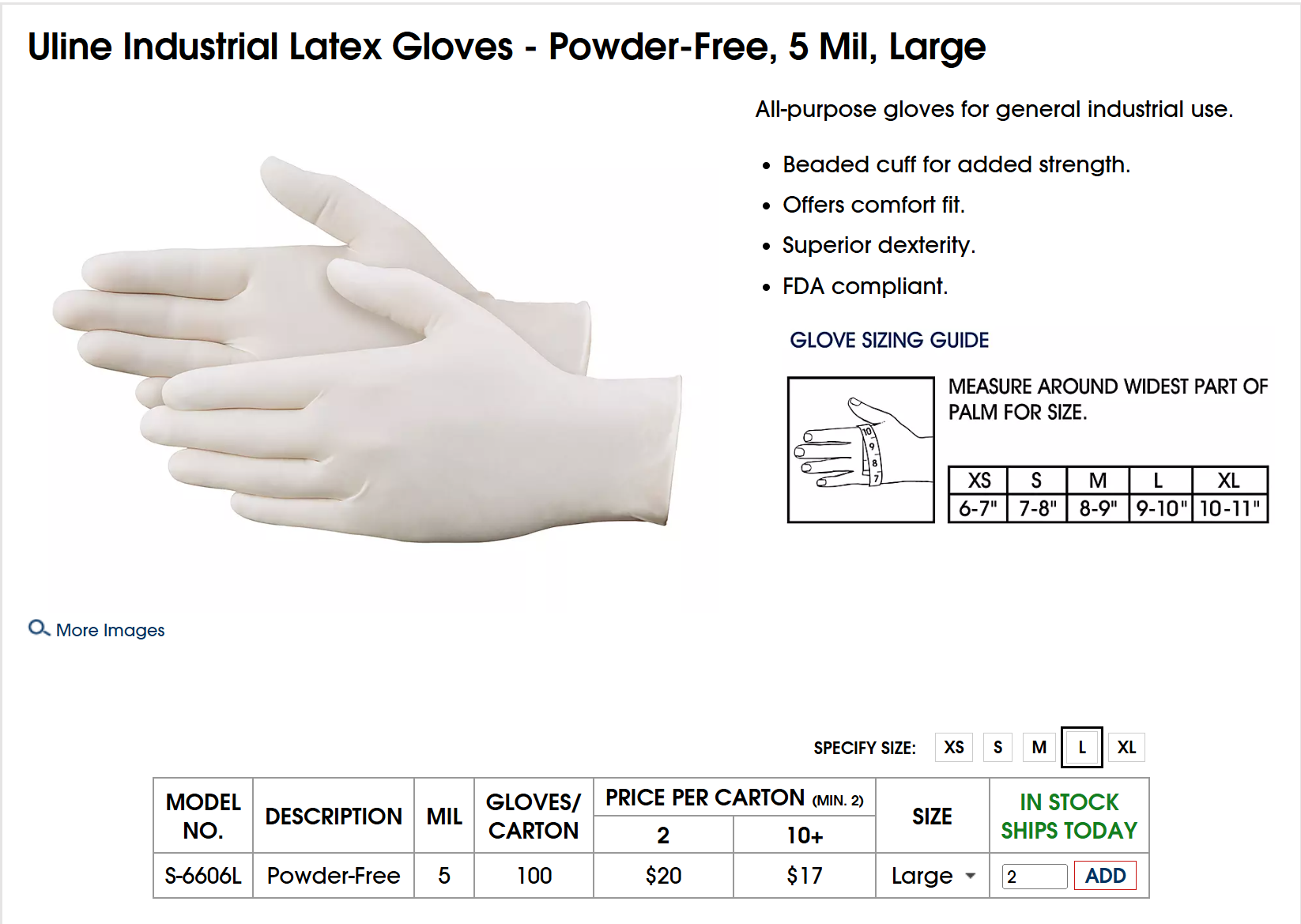 Industrial Latex Gloves - Powder-Free, 5 Mil