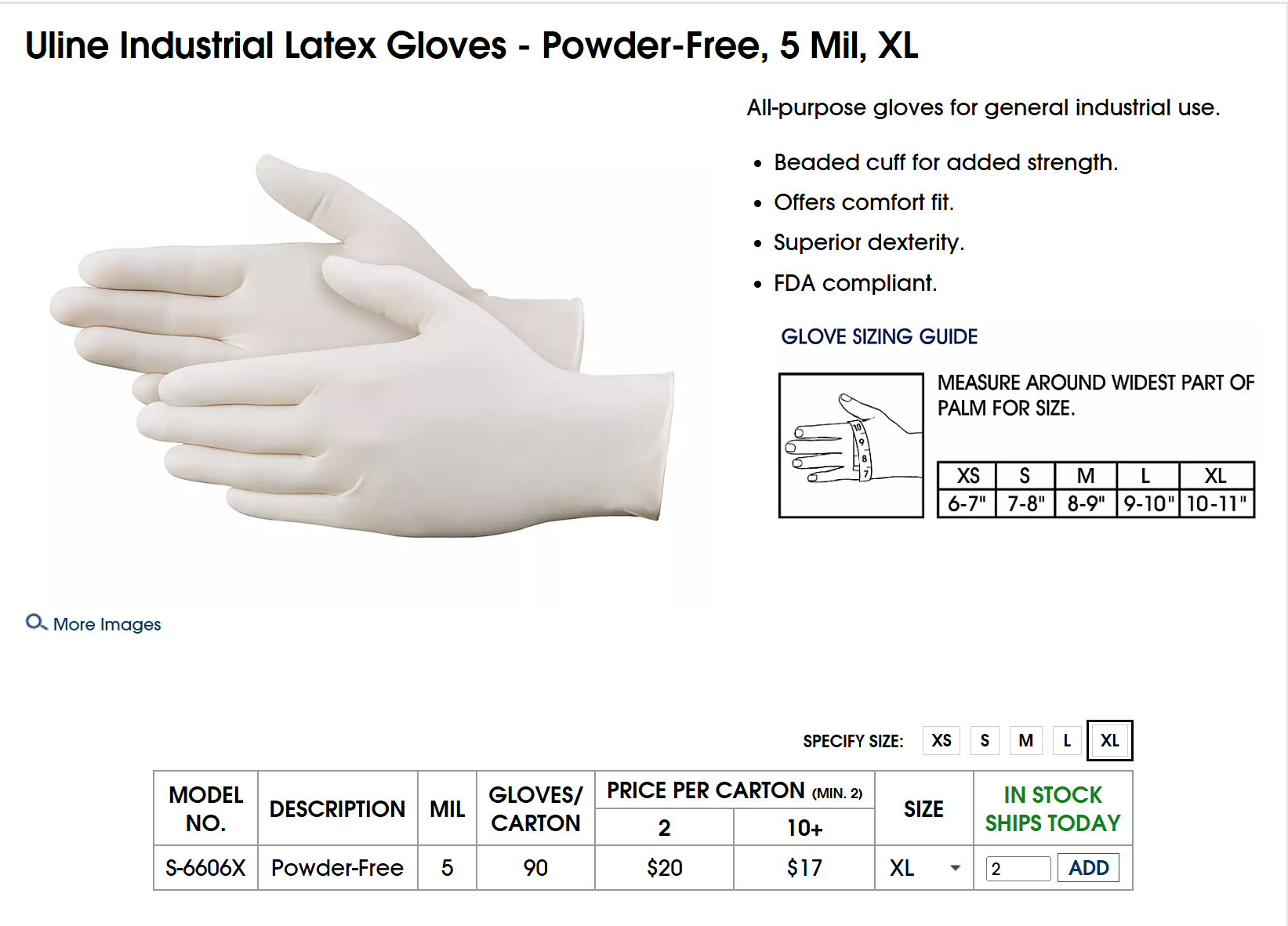 Industrial Latex Gloves - Powder-Free, 5 Mil
