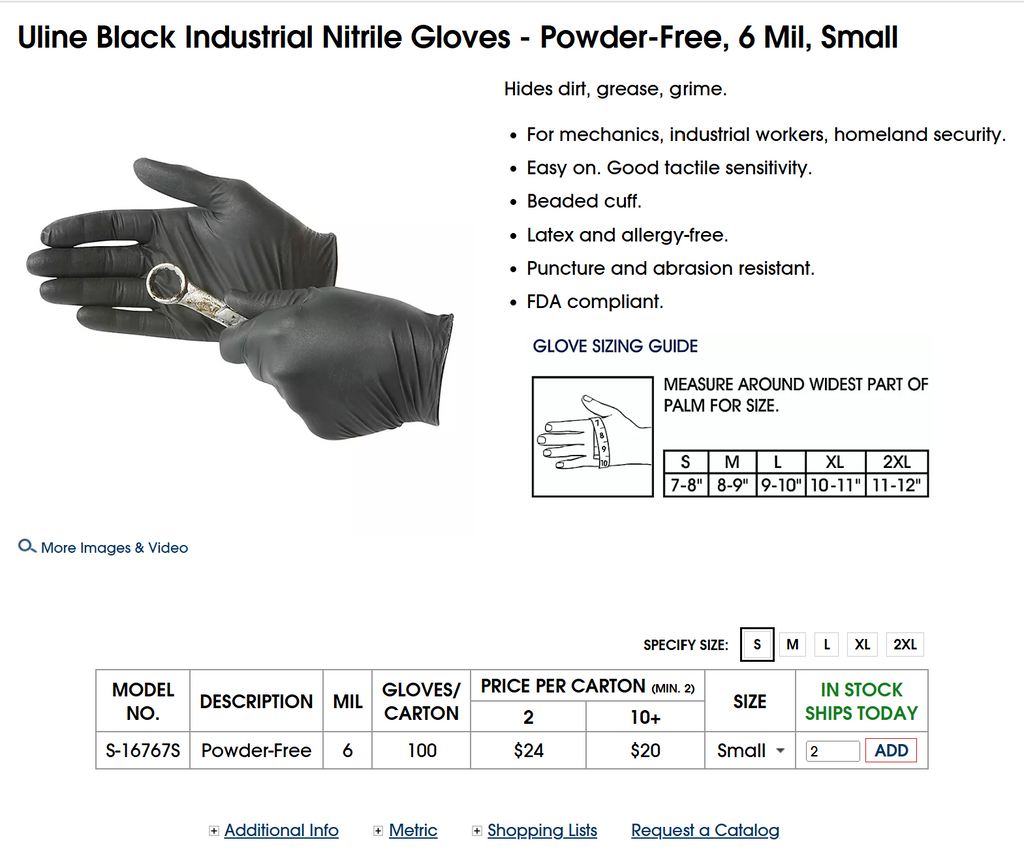 Black Industrial Nitrile Gloves - Powder-Free, 6 Mil
