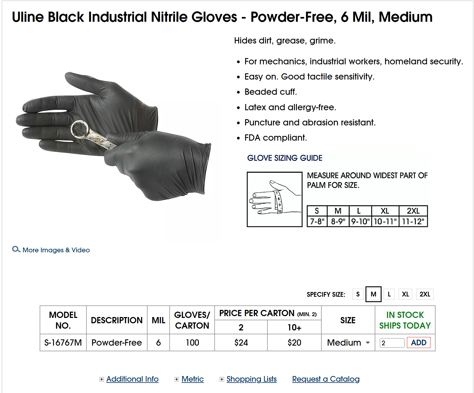 Black Industrial Nitrile Gloves - Powder-Free, 6 Mil