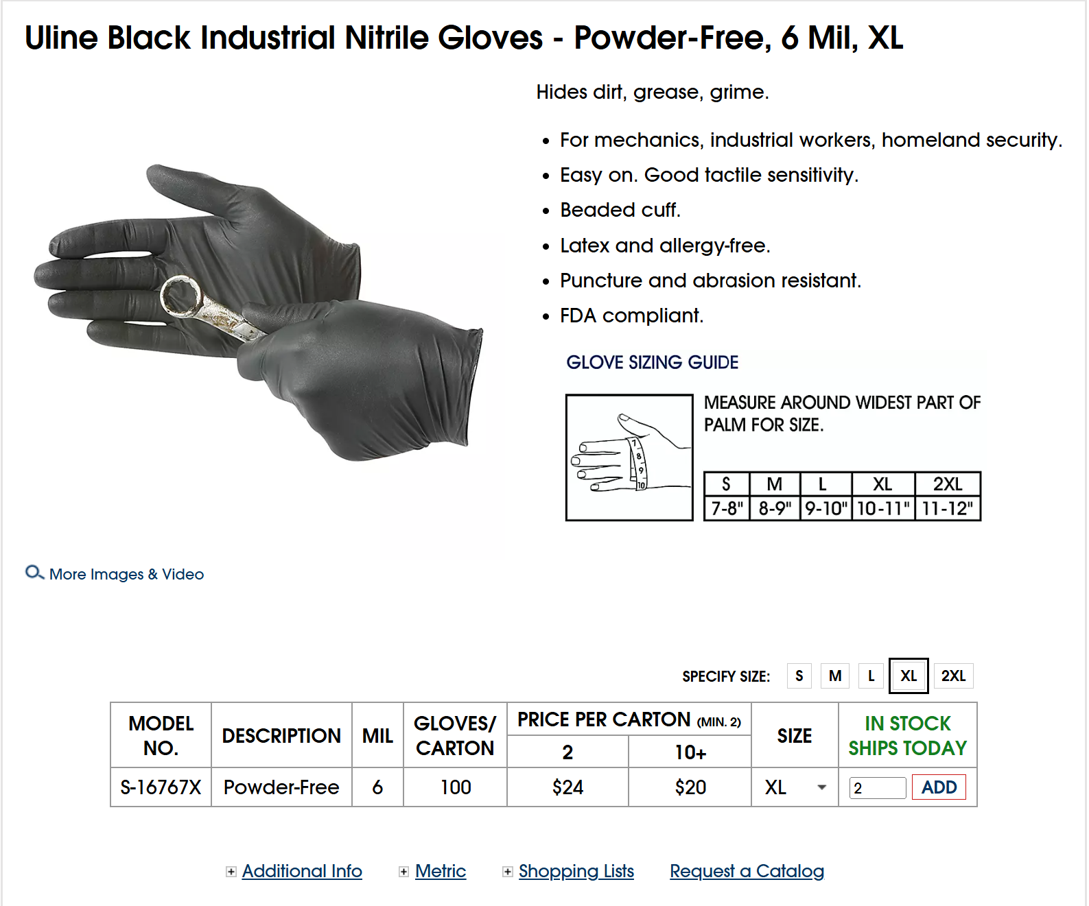 Black Industrial Nitrile Gloves - Powder-Free, 6 Mil
