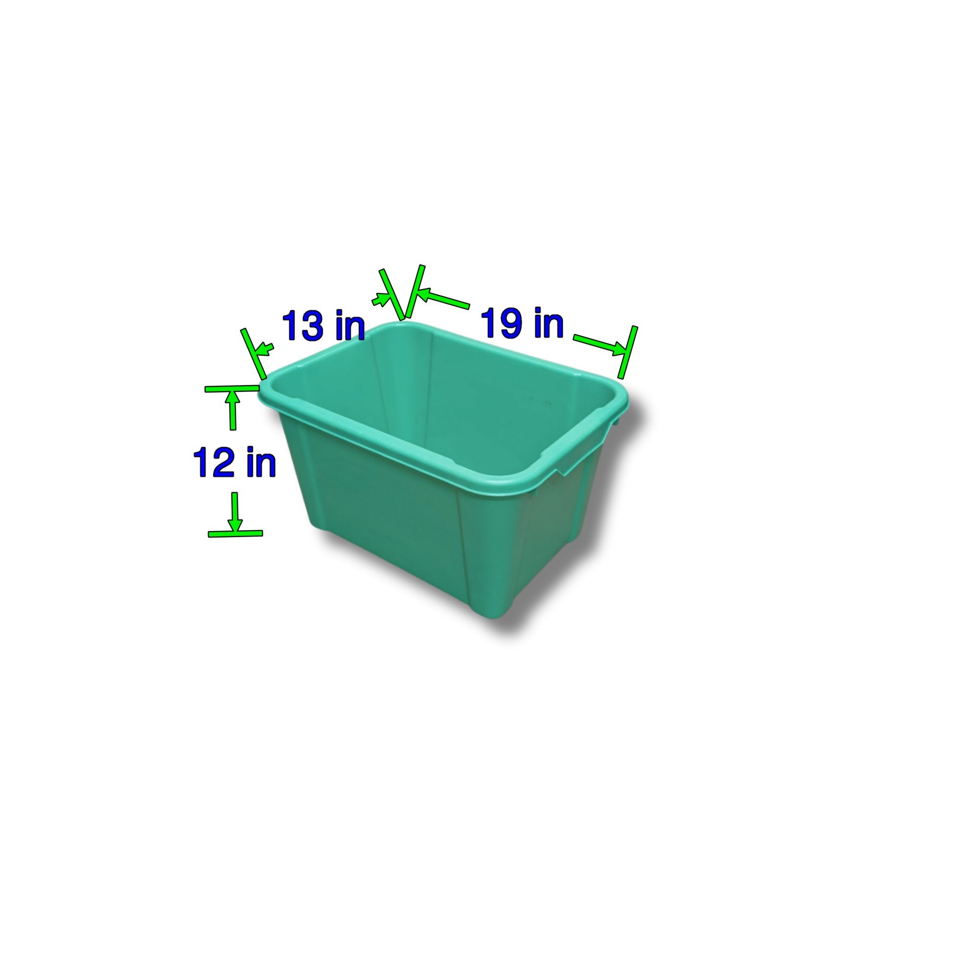 Green Storage Box 19" x 13" x 12" – Stackable - Open‑Top Tote – Made in Canada – Durable Plastic Storage Crate for Home, Garage, or Office