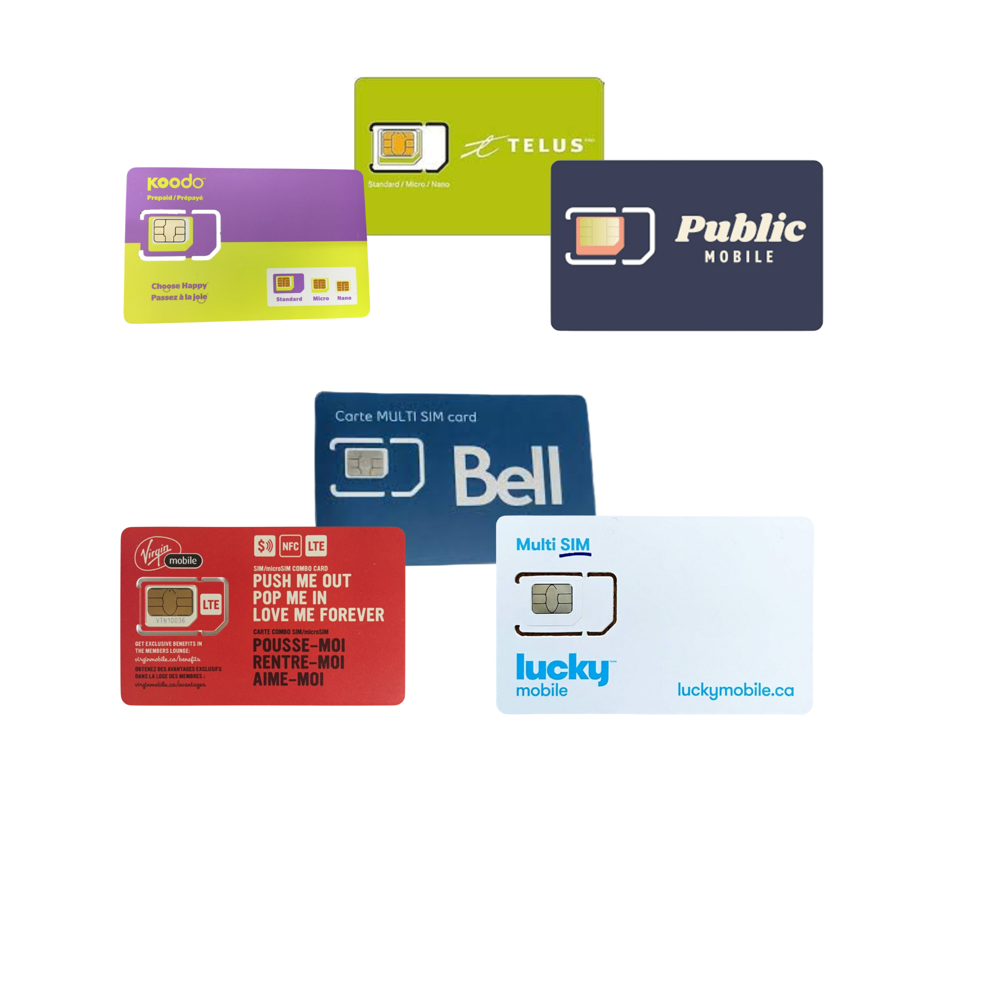 Canada SIM Cards – Telus, Koodo, Public Mobile, Bell, Virgin, Lucky Mobile & Rogers