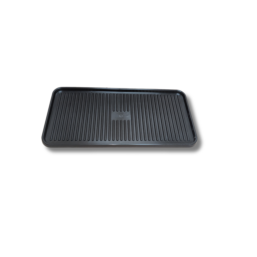Boot Tray 14" x 29" – Black Plastic Shoe and Boot Mat for Entryway, Indoor/Outdoor Use – Waterproof, Spill-Proof, Made in Canada