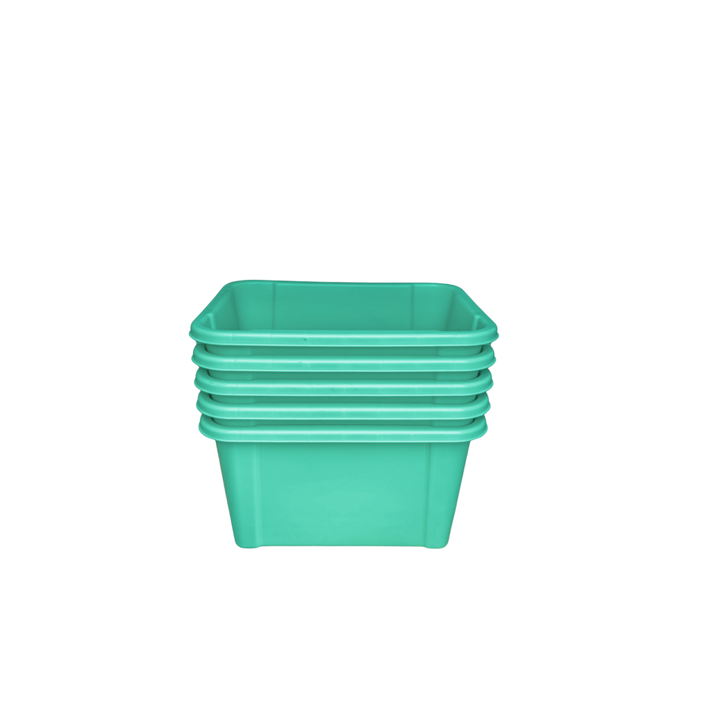 Green Storage Box 19" x 13" x 12" – Stackable - Open‑Top Tote – Made in Canada – Durable Plastic Storage Crate for Home, Garage, or Office