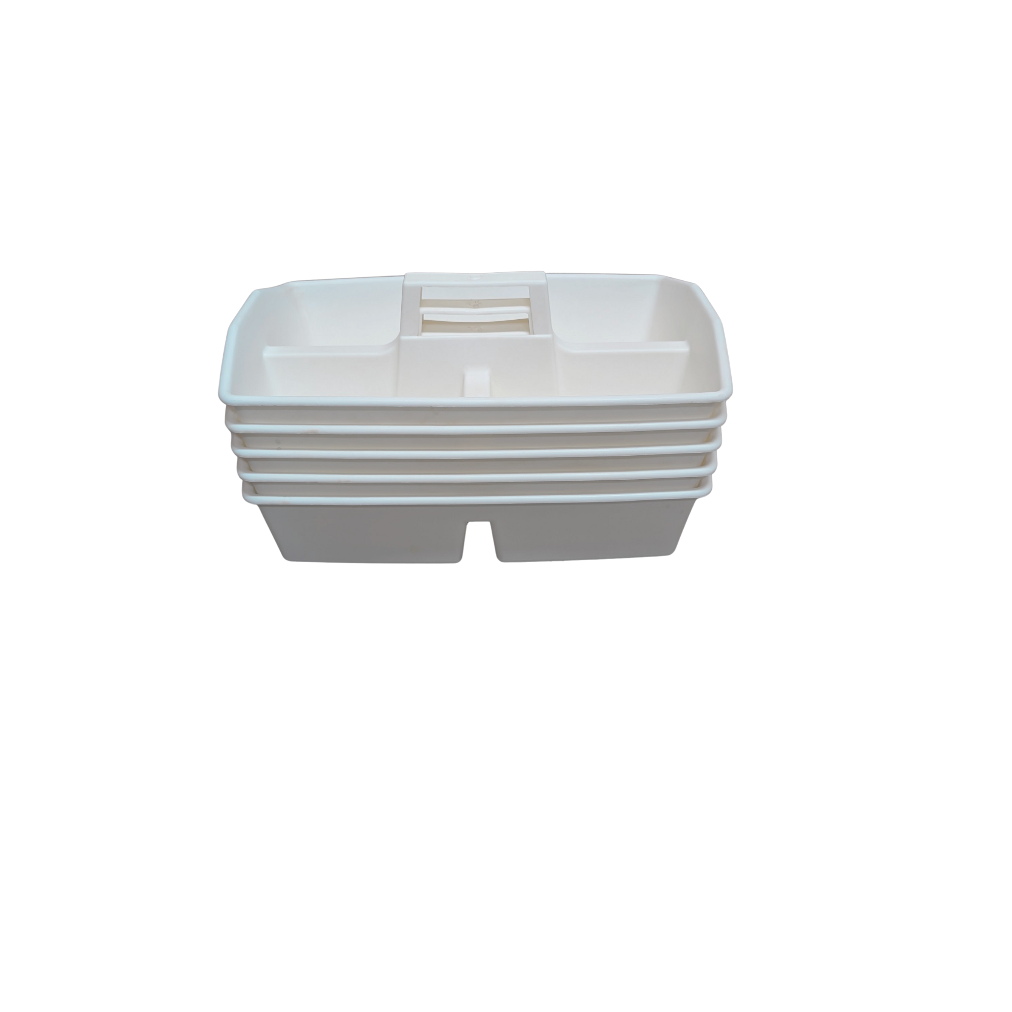 White Stackable Tool Organizer – Durable Plastic Tool Storage Bin with Handles for Garage, Workshop, or Craft Room – Made in Canada