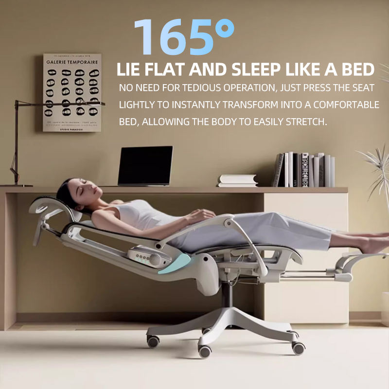 Zero-Gravity 165° Ergonomic Office Chair | Lie-Flat Recliner with 5D Headrest, Lumbar Massage & Footrest